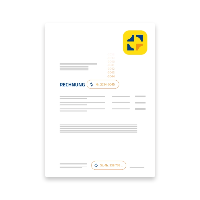 Digitale Rechnung mit fortlaufender Rechnungsnummer, Steuernummer und anderen Pflichtangaben in WISO MeinBüro