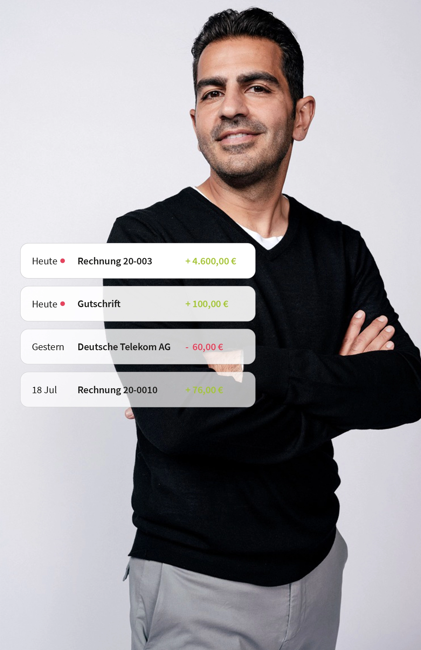 Hamid Tailormade vor digitaler Zahlungsübersicht – steht für den automatischen Abgleich von Zahlungen mit Rechnungen