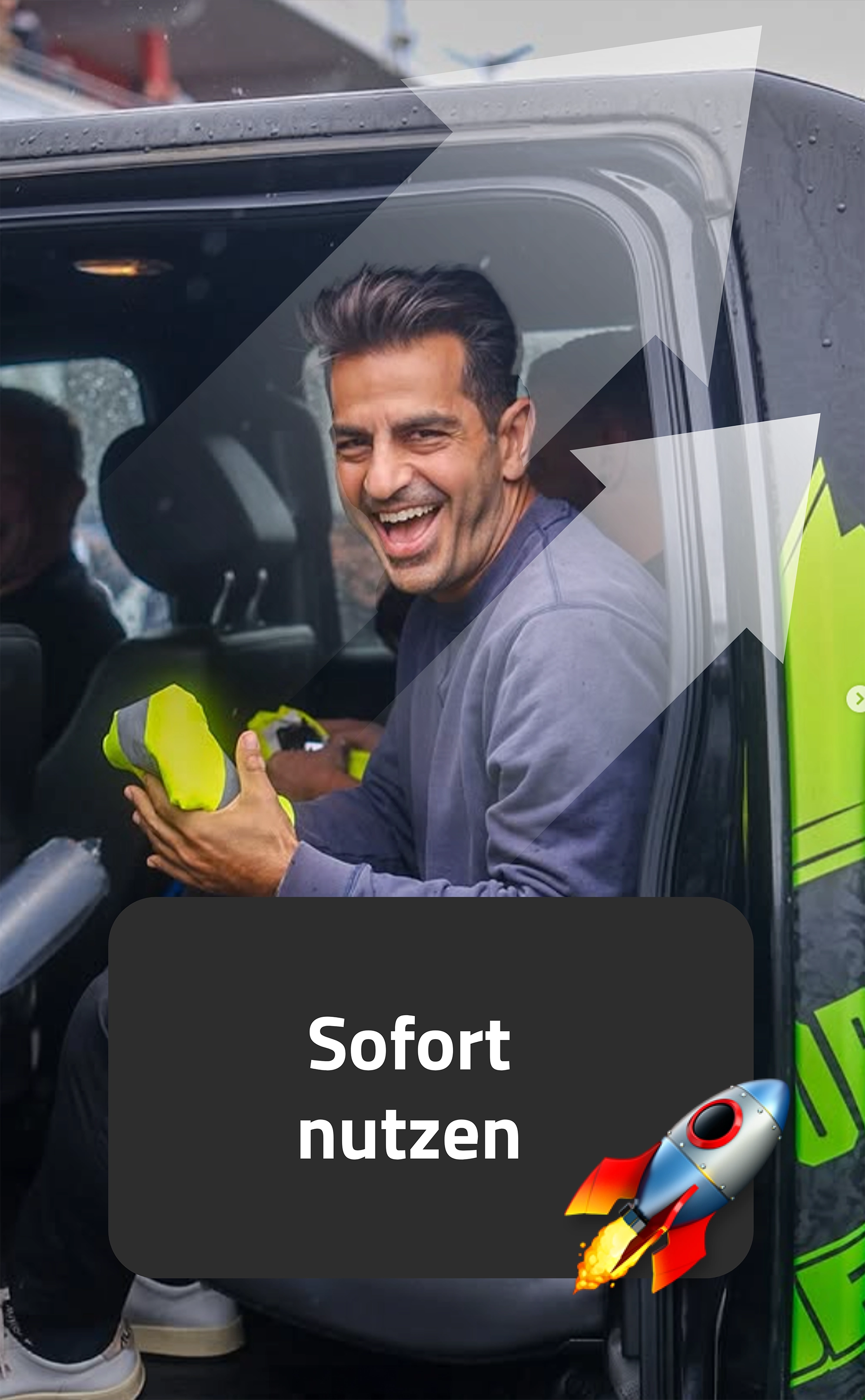 Hamid Tailormade in Auto – Symbolbild für die sofortige Nutzung einer Online-Lösung