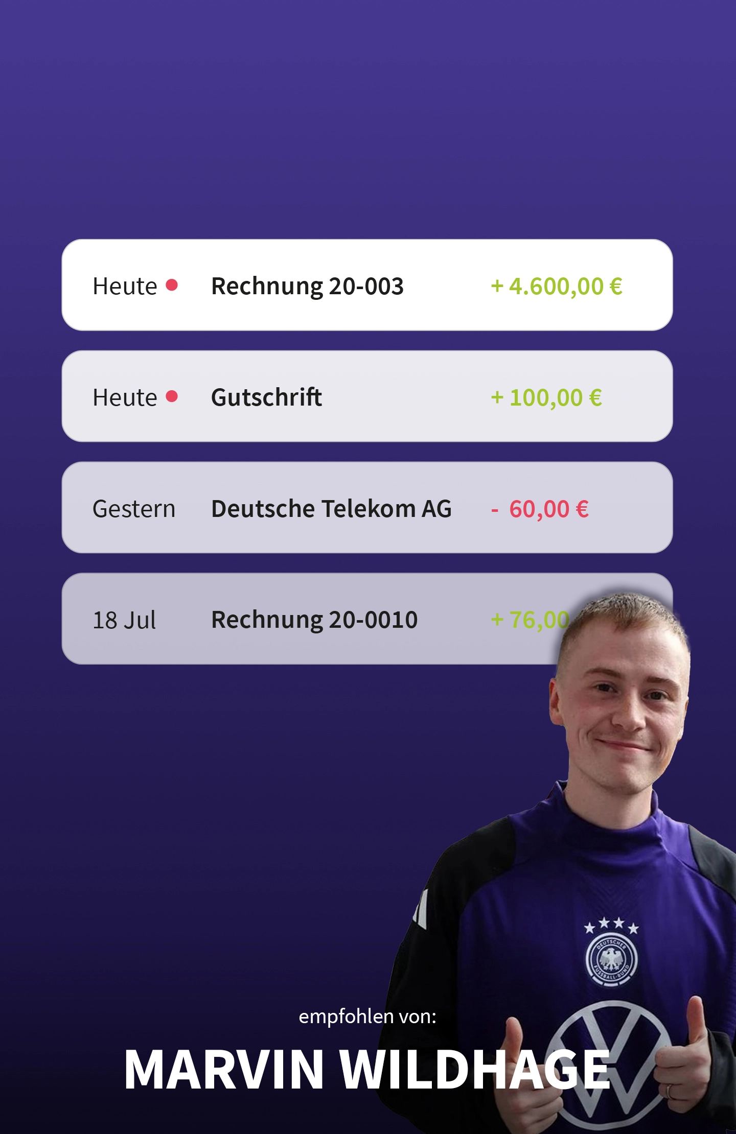 Marvin Wildhage vor digitaler Zahlungsübersicht – steht für den automatischen Abgleich von Zahlungen mit offenen Rechnungen