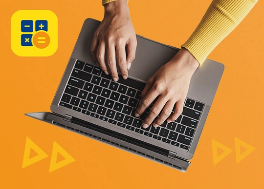 Zwei Hände tippen auf der Tastatur eines Laptops; oben links das WISO MeinBüro Desktop Logo