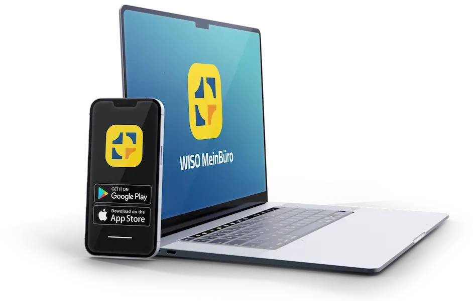 Laptop und Smartphone mit WISO MeinBüro