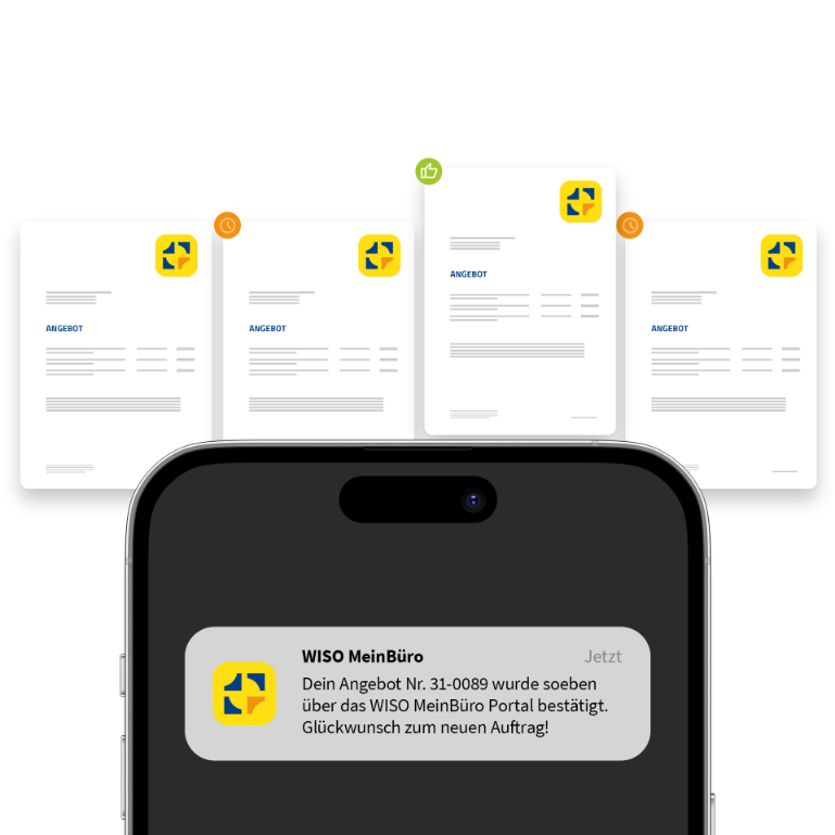 Darstellung eines Smartphones mit Push-Benachrichtigung: 