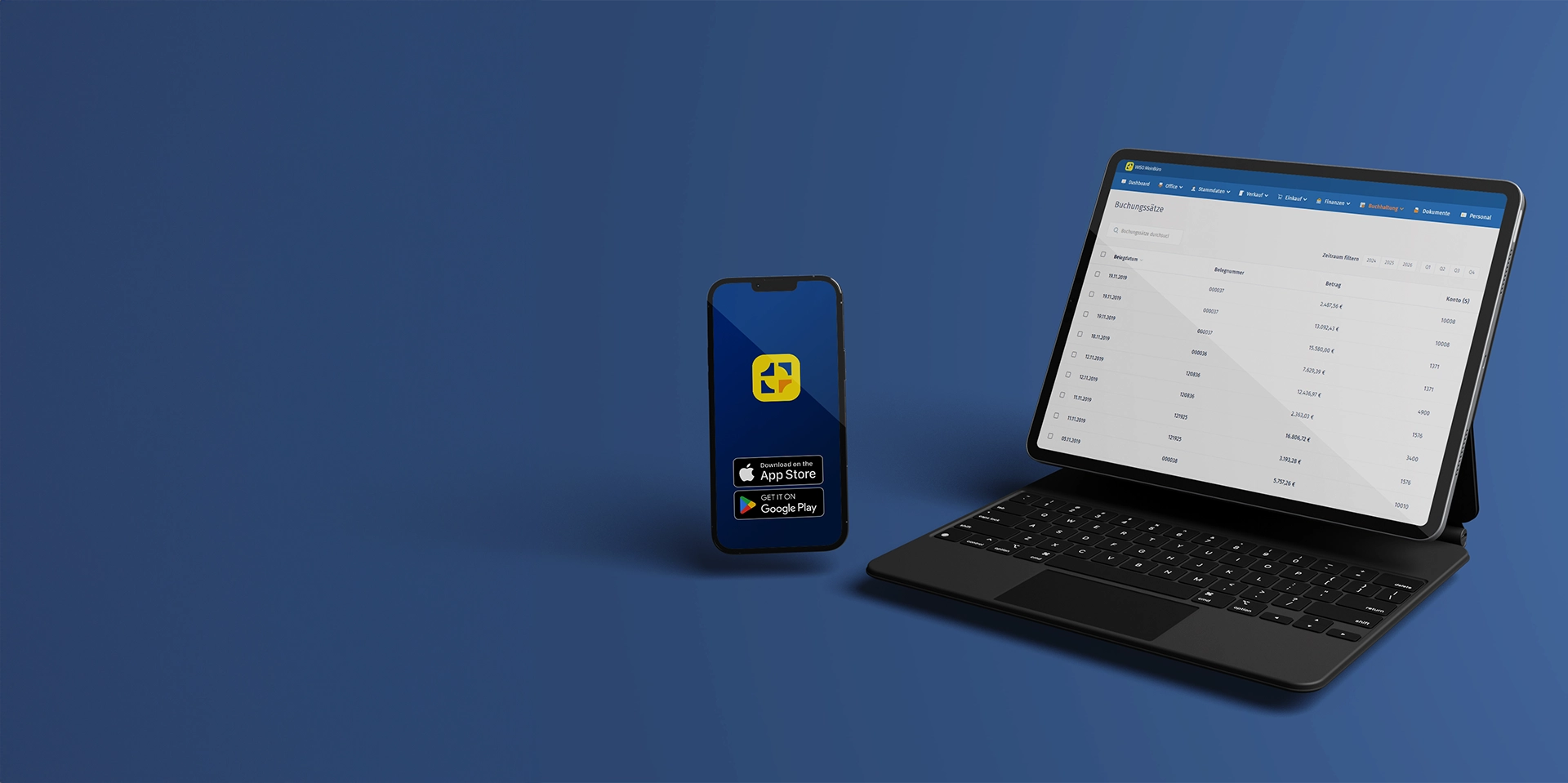 Laptop, auf dem WISO MeinBüro zu sehen ist